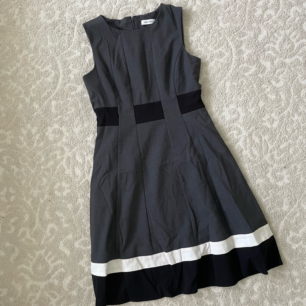 Calvin Klein Gray and Black Dress